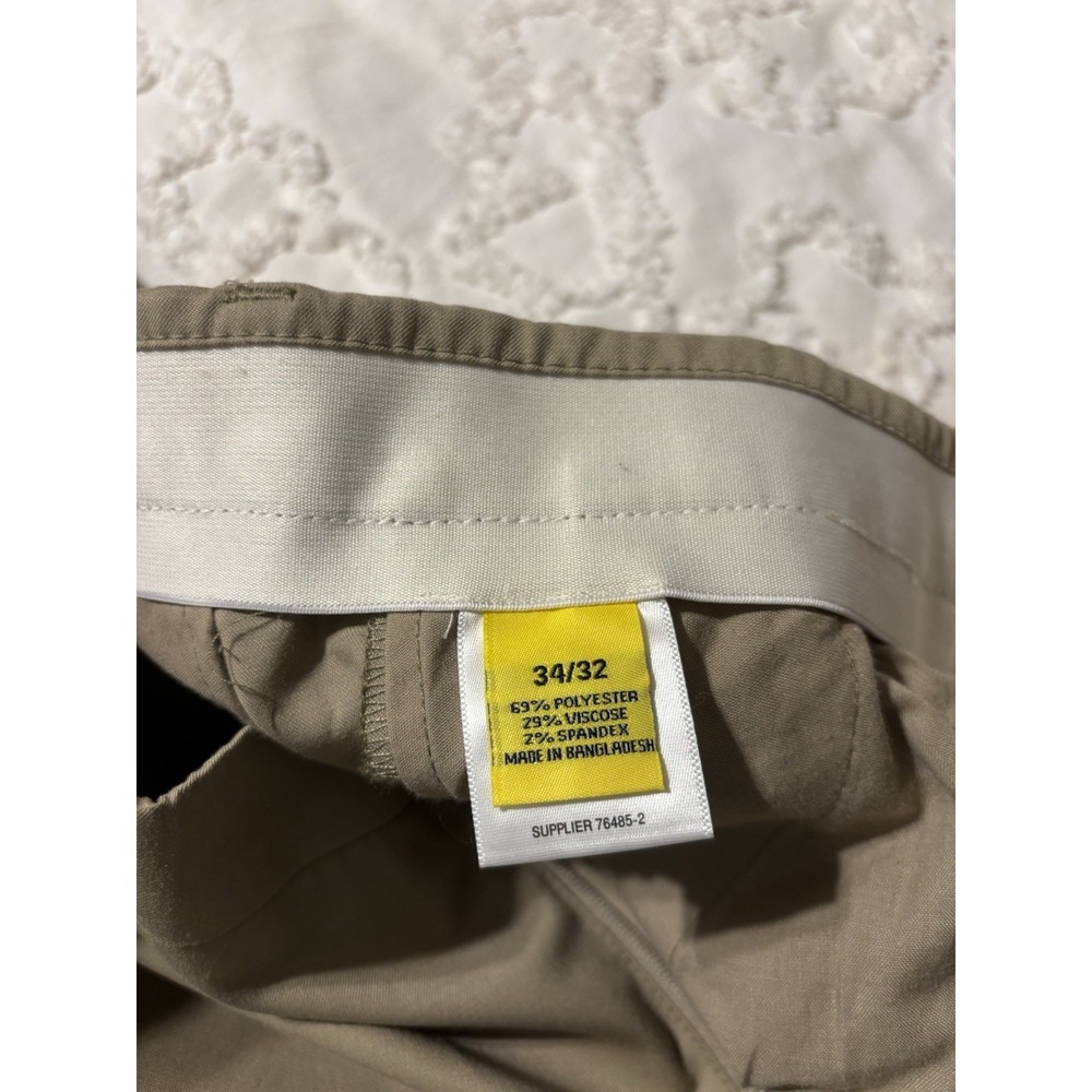 Claiborne Men's Beige Solid Slim Fit Comfort Waist Dress Pants 34x32 - Picture 3 of 4